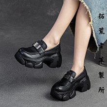 【拓荒者革製所】真皮厚底鞋四季款頭層牛皮樂福鞋增高一腳蹬休閒舒適單鞋真皮女鞋311 價格比較,價格查詢,歷史價格詳細信息