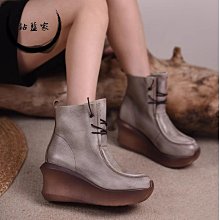 頭層牛皮復古坡跟涼鞋女夏季新款牛筋軟底真皮媽媽鞋松糕厚底女鞋 歷史價格詳細信息