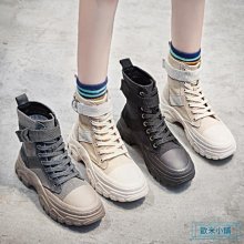 2019秋冬季短靴女鞋新款百搭絨面蕾絲帶平底內增高加絨中筒靴棉靴 歷史價格詳細信息