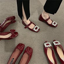 法式復古小高跟鞋女白色優雅女鞋32-40碼尖頭瑪麗珍鞋ins褶皺單鞋 歷史價格詳細信息