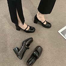 法式復古珍珠粗跟瑪麗珍鞋女2023新款秋季圓頭百搭淺口黑色單鞋子 歷史價格詳細信息