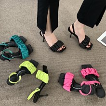 現貨 設計感小眾高跟鞋后拉帶粗跟單鞋晚晚風氣質溫柔通勤工作鞋女鞋子-誠信商鋪 歷史價格詳細信息