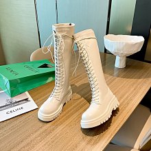 英倫厚底高筒靴女2024年新款秋冬季時尚圓頭後拉鏈不過膝長筒靴女 歷史價格詳細信息