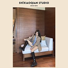 ann馬丁靴女英倫風2023新款百搭黑色系帶粗跟短靴ins機車靴潮 歷史價格詳細信息