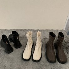 法式小短靴及踝靴粗跟秋季瘦瘦靴子白色春秋單靴高跟xie女xie2023年 歷史價格詳細信息