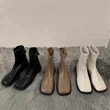 現貨熱銷-法式復古白色瘦瘦靴韓版厚底粗跟馬丁靴女2022秋冬款英倫風騎士靴爆款 歷史價格詳細信息
