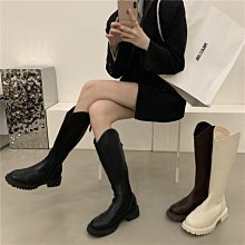 長筒靴女 長靴 韓傾傾西部牛仔靴子女長靴秋棕色粗跟尖頭復古英倫風高筒騎士靴女 歷史價格詳細信息