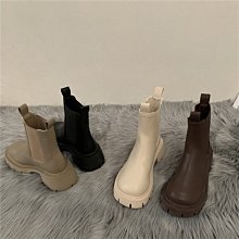 現貨熱銷-法式復古瘦瘦靴韓版厚底粗跟馬丁靴女2022年秋冬款英倫風時尚短靴爆款 歷史價格詳細信息