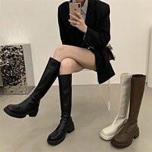 現貨熱銷-法式復古瘦瘦靴韓版厚底粗跟馬丁靴女2022年秋冬款英倫風時尚短靴爆款 歷史價格詳細信息