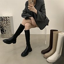 英倫厚底高筒靴女2024年新款秋冬季時尚圓頭後拉鏈不過膝長筒靴女 歷史價格詳細信息