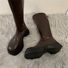 長筒靴女 長靴 韓傾傾西部牛仔靴子女長靴秋棕色粗跟尖頭復古英倫風高筒騎士靴女 歷史價格詳細信息