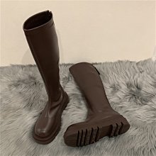 長筒靴女 長靴 韓傾傾西部牛仔靴子女長靴秋棕色粗跟尖頭復古英倫風高筒騎士靴女 歷史價格詳細信息