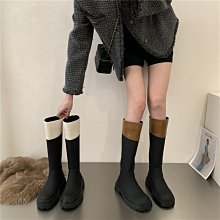 現貨熱銷-法式復古白色瘦瘦靴韓版厚底粗跟馬丁靴女2022秋冬款英倫風騎士靴爆款 歷史價格詳細信息