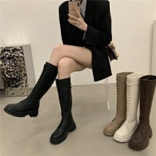 英倫厚底高筒靴女2024年新款秋冬季時尚圓頭後拉鏈不過膝長筒靴女 歷史價格詳細信息