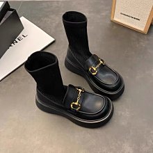真皮彈力瘦瘦靴女短靴粗跟冬季新款厚底復古絨面顯瘦美拉德馬丁靴 歷史價格詳細信息