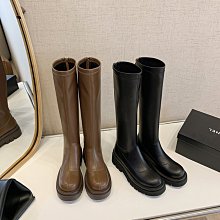 厚底不過膝長靴女小個子胖mm粗腿大筒圍彈力騎士靴長筒靴棕色大碼 歷史價格詳細信息