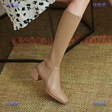 2022秋冬新款過膝長靴女彈力靴側拉鏈粗跟厚底性感復古外貿女靴子 歷史價格詳細信息