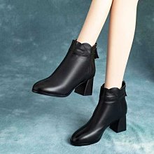 粗跟短靴女靴子秋冬季2018新款女鞋中筒秋款中跟百搭馬丁冬鞋 歷史價格詳細信息