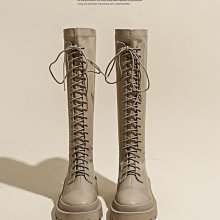 英倫厚底高筒靴女2024年新款秋冬季時尚圓頭後拉鏈不過膝長筒靴女 歷史價格詳細信息