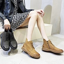 真皮繫帶馬丁靴女皮帶扣英倫風2023年秋冬圓頭厚底機車漆皮短靴女 歷史價格詳細信息