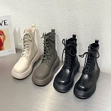 女鞋 黑色馬丁靴女新款秋季英倫風短靴厚底粗跟機車靴子女網紅爆款 歷史價格詳細信息