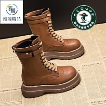 厚底真皮馬丁靴女2023秋冬季新款加絨棉鞋側拉鍊機車靴英倫風短靴 歷史價格詳細信息