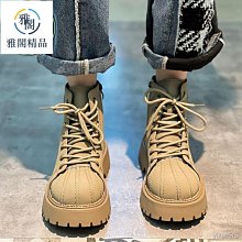 女鞋 大頭馬丁靴女新款秋季英倫風復古短靴學生厚底增高小個子炸街 歷史價格詳細信息