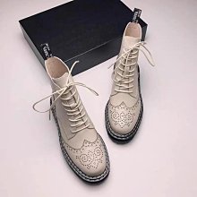 白色馬丁靴女英倫風2023年新款秋季粗跟中跟皮鞋春秋單靴厚底短靴 歷史價格詳細信息