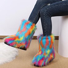 24h出貨 雪地靴 刷毛靴 保暖靴 麵包鞋 國際站歐美冬新款靴子人造毛絨毛毛中筒仿狐貍毛雪地靴 (滿599元免運) 價格比較,價格查詢,歷史價格詳細信息