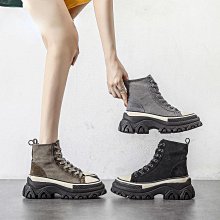 【爆款新品】 厚底魔術貼帆布高幫鞋女 新款靴女 網紅熱門馬丁靴女 工裝靴女  極速（滿599元免運） 歷史價格詳細信息