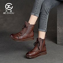 短靴女春秋單靴舒適復古風軟皮平底孕婦加絨森女冬季百搭女靴2023超夯 下殺 新品 歷史價格詳細信息