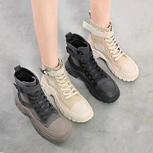 2019秋冬季短靴女鞋新款百搭絨面蕾絲帶平底內增高加絨中筒靴棉靴 歷史價格詳細信息