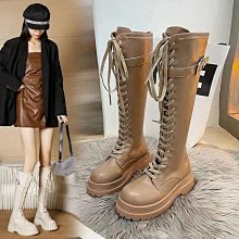 長筒靴女 長靴 韓傾傾西部牛仔靴子女長靴秋棕色粗跟尖頭復古英倫風高筒騎士靴女 歷史價格詳細信息