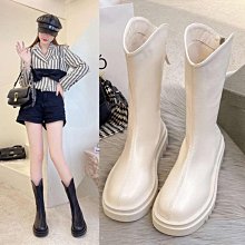 黑色內增高馬丁靴女2022年新款厚底真皮中筒女靴煙筒切爾西短靴子超夯 下殺 新品 歷史價格詳細信息