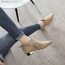 粗跟短靴女靴子秋冬季2018新款女鞋中筒秋款中跟百搭馬丁冬鞋 歷史價格詳細信息