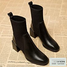 高跟馬丁靴女2022年秋冬新款短靴白色高跟粗跟方頭顯瘦瘦瘦彈力襪子靴（滿599元免運） 歷史價格詳細信息