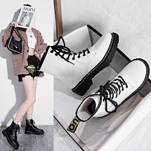 馬丁靴女真軟皮英倫風新款厚底中筒粗跟顯瘦帥氣機車靴子 歷史價格詳細信息