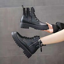 馬丁靴女真軟皮英倫風新款厚底中筒粗跟顯瘦帥氣機車靴子 歷史價格詳細信息