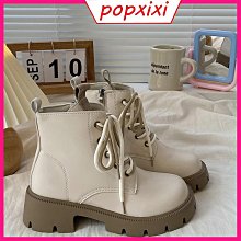 白色馬丁靴女英倫風2023年新款秋季粗跟中跟皮鞋春秋單靴厚底短靴 歷史價格詳細信息