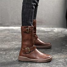 馬丁靴女真軟皮英倫風新款厚底中筒粗跟顯瘦帥氣機車靴子 歷史價格詳細信息