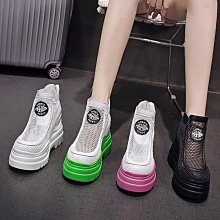 女鞋 馬丁靴女新款夏季透氣薄款黑色高幫短靴粗跟網靴鏤空網紅爆款 歷史價格詳細信息