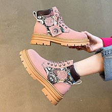 網紅爆款英倫風厚底中筒馬丁靴女2024新款西部靴洋氣百搭騎士短靴 歷史價格詳細信息