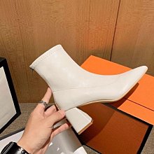 白色高跟靴女夏2024年新款舒適百搭一字帶小眾單靴法式細跟伴娘靴 歷史價格詳細信息