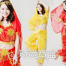 《時尚寶盒》#CH037_兒童肚皮舞荷葉領光澤布錢幣短上衣+燈籠束口褲套組_三色_表演/舞衣/尾牙 歷史價格詳細信息