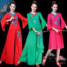 廣場舞秧歌服裝女新款秧歌襖裙扇子舞蹈套裝民族舞演出服表演服包 歷史價格詳細信息