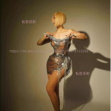 私密派對　女歌手生日舞臺-演出服-新款-夜店-派對聚會水鉆流蘇-性感-彈力透視包臀 歷史價格詳細信息