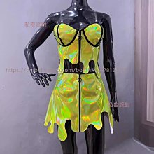 私密派對　幻彩色透明面料高腰氣質深V包臀金色連體短裙酒吧-演出服- 歷史價格詳細信息