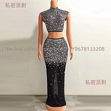 私密派對　-演出服-生日服裝-性感-透視彩色長袖袖口彈力緊身連體褲長款派對禮服 歷史價格詳細信息