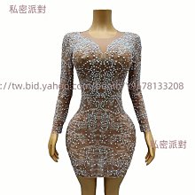 私密派對　生日服裝派對-性感-網紗燙鉆禮服鏤空透視修身長裙晚禮服舞臺-演出服- 歷史價格詳細信息