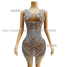 私密派對　舞蹈-性感-閃亮水鉆彈力亮片流蘇連體衣舞臺-演出服-女 歷史價格詳細信息
